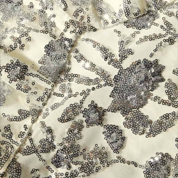 Self Portrait Dress Champagne Sequinned Midi Dress Size 8 - Picture 7 of 11